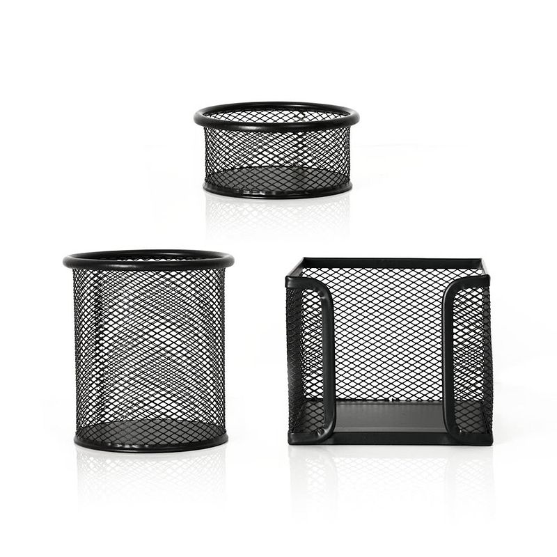 Foto van 3 delige complete bureau organizer set - mesh bureau organizer -