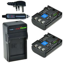 Foto van 2 x nb-2lh accu's voor canon - charger kit + car-charger - uk version