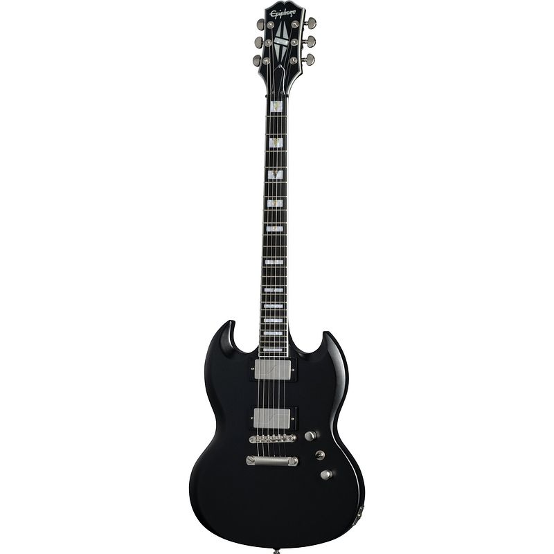 Foto van Epiphone sg prophecy aged jet black metallic elektrische gitaar met premium gigbag