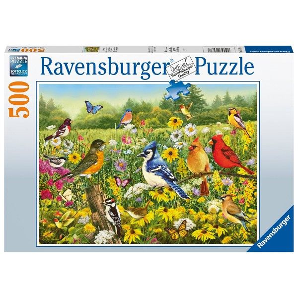 Foto van Ravensburger puzzel vogels in de wei 500 stukjes