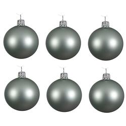 Foto van 6x glazen kerstballen mat mintgroen 6 cm kerstboom versiering/decoratie - kerstbal