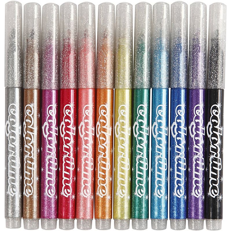 Foto van Colortime glitterstiften lijndikte 4,2 mm multicolor 12 stuks