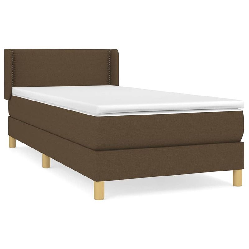 Foto van The living store boxspringbed pocketvering - 193 x 93 x 78/88 cm - donkerbruin - stof - duurzaam - verstelbaar