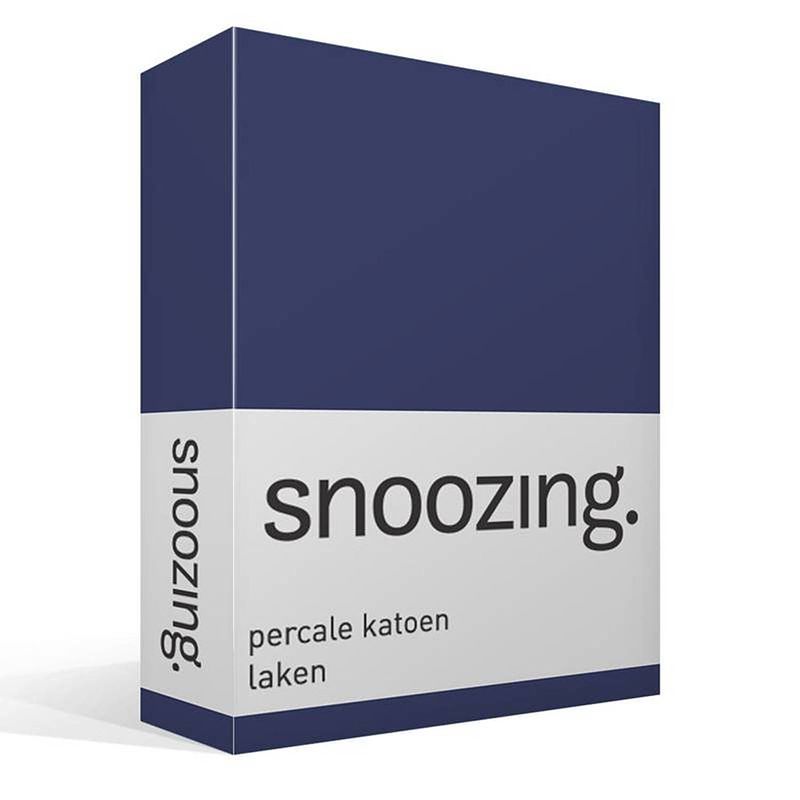 Foto van Snoozing - laken - lits-jumeaux - percale katoen - 240x260 - navy