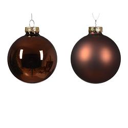 Foto van Decoris - kerstbal glas d7 cm espresso ass 8st kerst