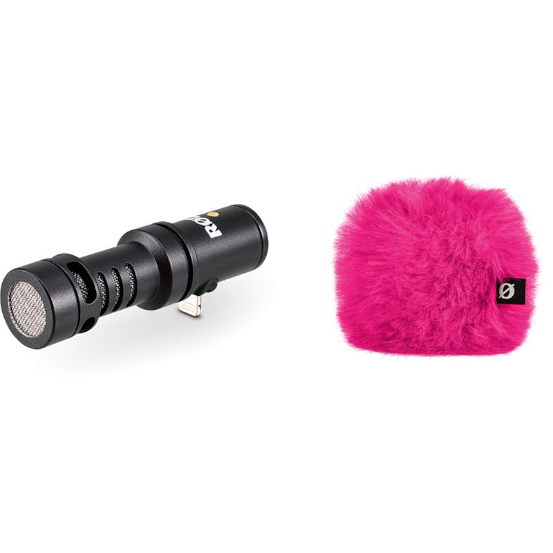 Foto van Rode videomic me-l met ws9 windkap roze