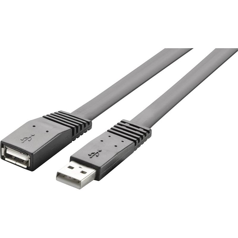 Foto van Renkforce usb-kabel usb 2.0 usb-a stekker, usb-a bus 3.00 m zwart zeer flexibel rf-4096101