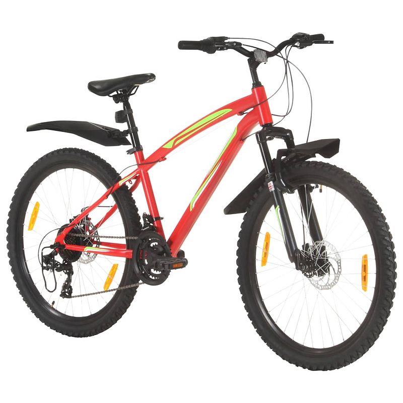 Foto van The living store mountainbike - 26 inch - rood - stalen frame - verende voorvork - aluminium velgen - 21-versnellingen