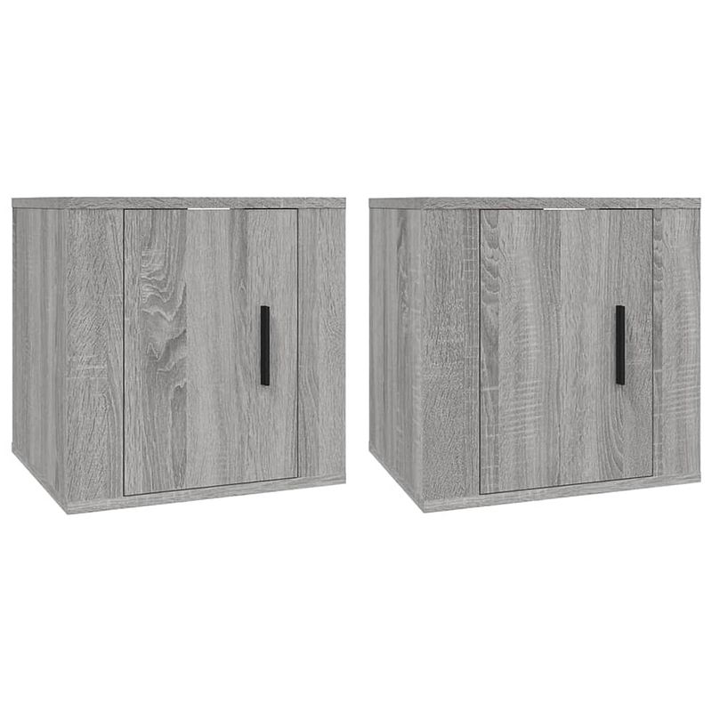 Foto van The living store tv-wandmeubel - van 2 - grijs sonoma eiken - 40x34.5x40 cm - bewerkt hout