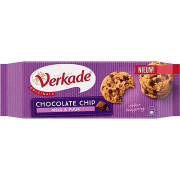 Foto van Verkade originals chocolate chip melk & puur 150g aanbieding bij jumbo | 2 voor 3.00