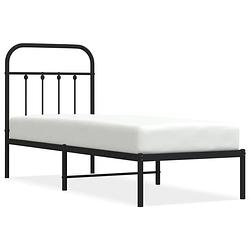 Foto van Vidaxl bedframe met hoofdbord metaal zwart 75x190 cm