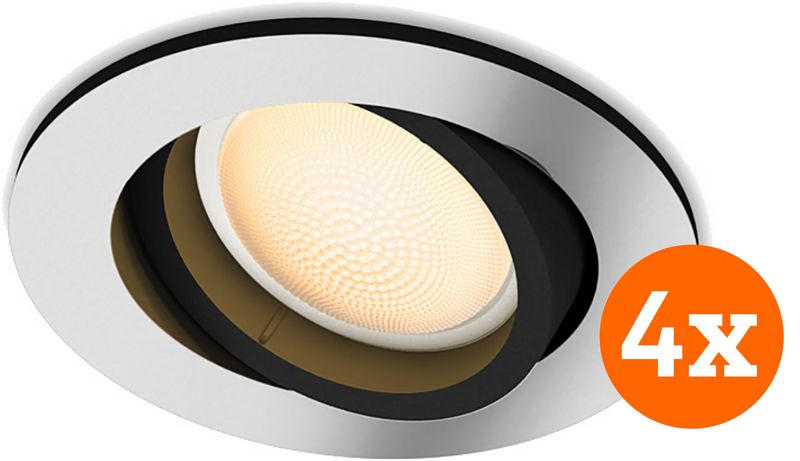 Foto van Philips hue milliskin inbouwspot white ambiance rond aluminium 4-pack