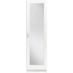 Foto van Kledingkast varia 1-deurs inclusief spiegel - wit - 175x49x50 cm - leen bakker