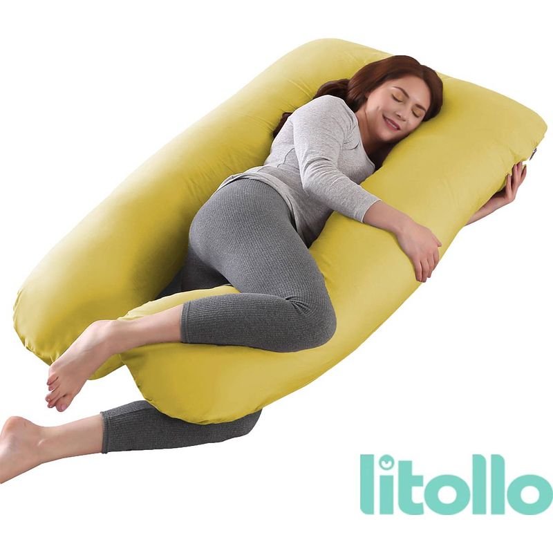 Foto van Litollo® zwangerschapskussen xxl - voedingskussen - lichaamskussen - body pillow - 280cm - afneembare hoes -