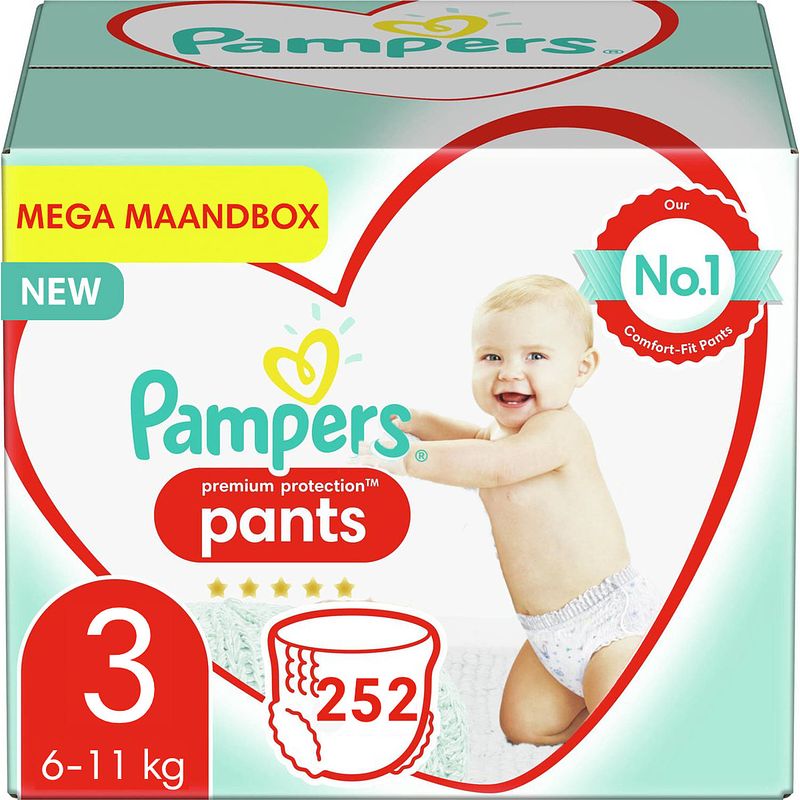 Foto van Pampers - premium protection pants - maat 3 - mega maandbox - 252 luierbroekjes