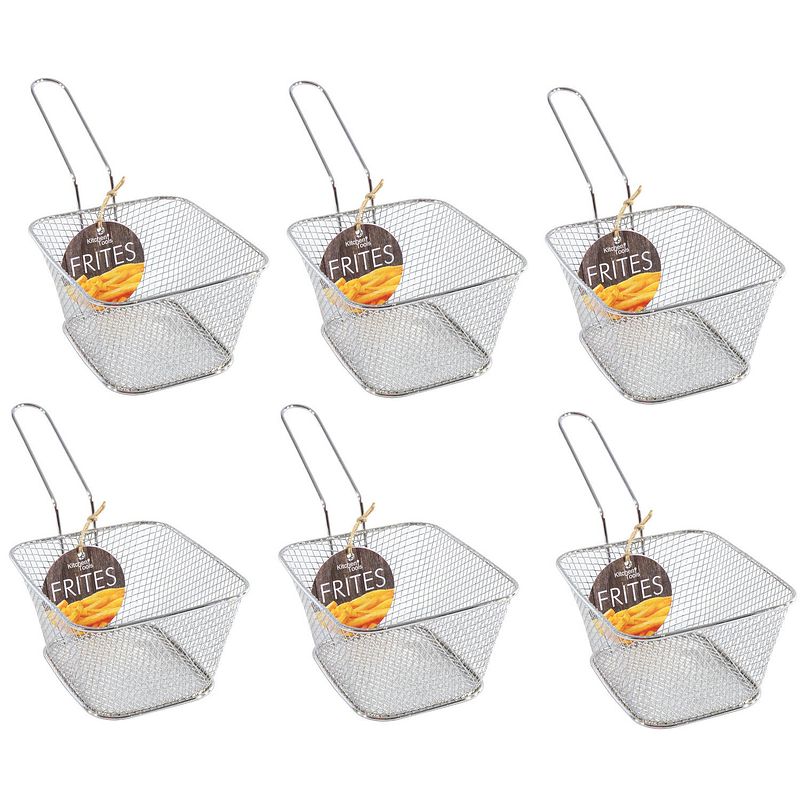 Foto van 6x stuks zilver patat/snack serveermandjes/frietmandjes 14 cm - tafeldecoratie - patat/snack serveren in een mandje