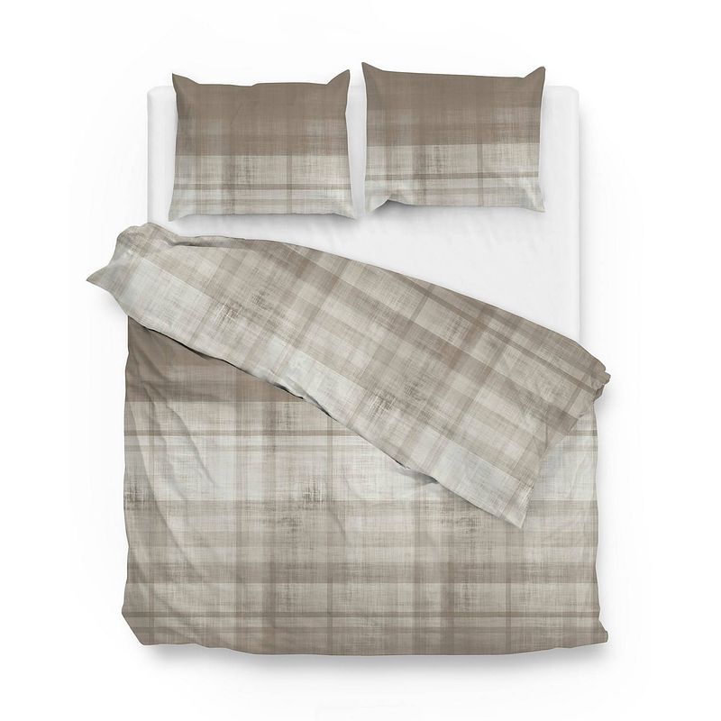 Foto van Zo home dekbedovertrek flanel marley - rock taupe 200x200/220cm