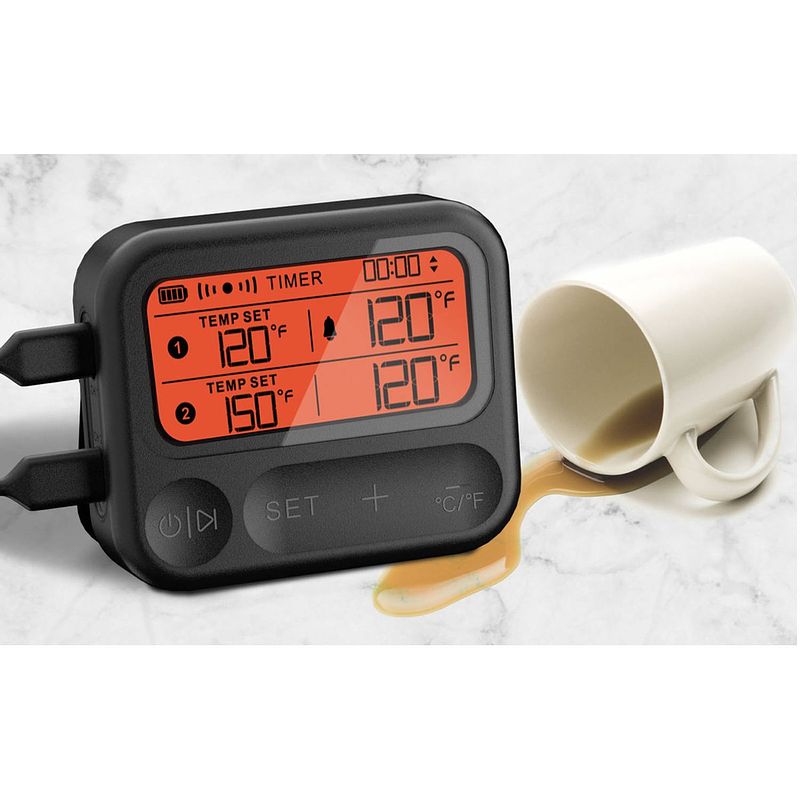 Foto van Nince - vleesthermometer draadloos met app - bbq thermometer met bluetooth - oventhermometer - bbq accesoires - rvs