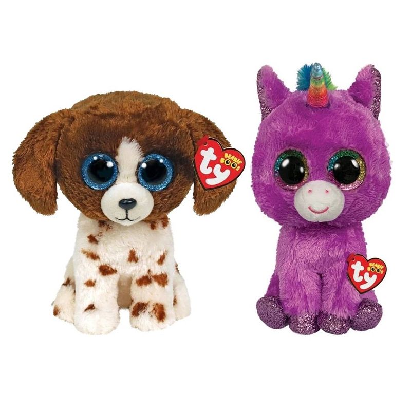 Foto van Ty - knuffel - beanie buddy - muddles dog & rosette unicorn