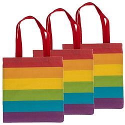 Foto van Draagtas - 5x - pride/regenboog thema kleuren - katoen - 35 x 40 cm - verkleedattributen