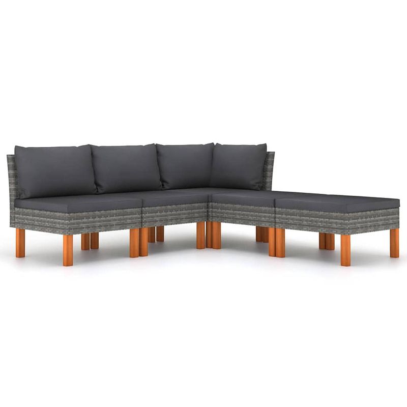 Foto van Vidaxl 5-delige loungeset met kussens poly rattan grijs