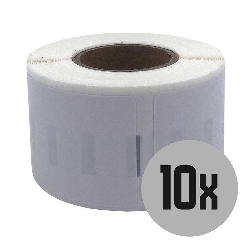 Foto van Dula dymo compatible labels - wit - 99010 - s0722370 - adresetiketten - 10 rollen - 28 x 89 mm - 130 labels per rol