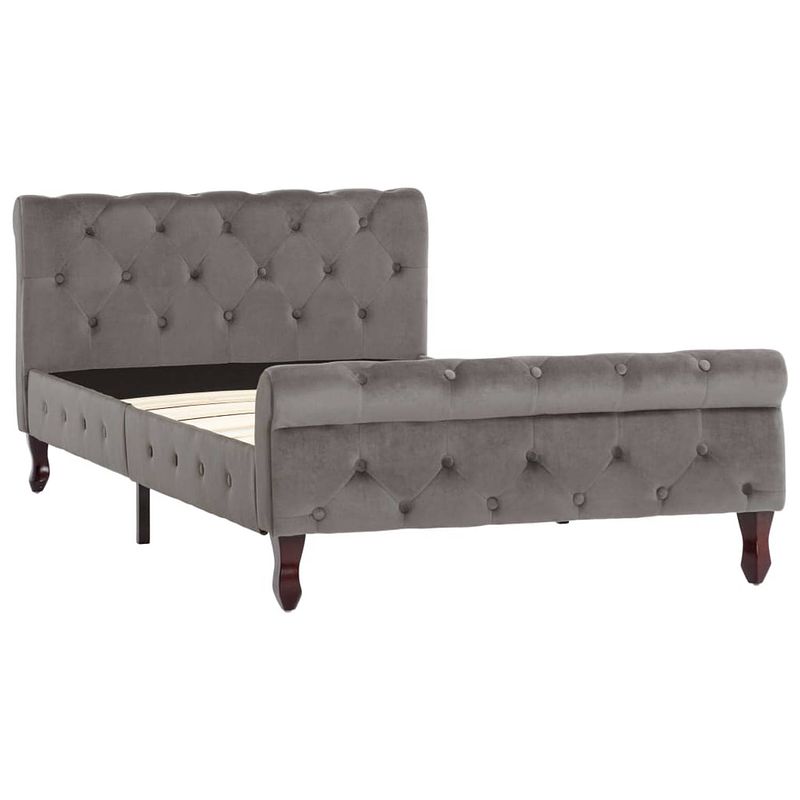 Foto van The living store bed the living store klassiek grijs - 226 x 106.5 x 74 cm - gestoffeerd fluweel