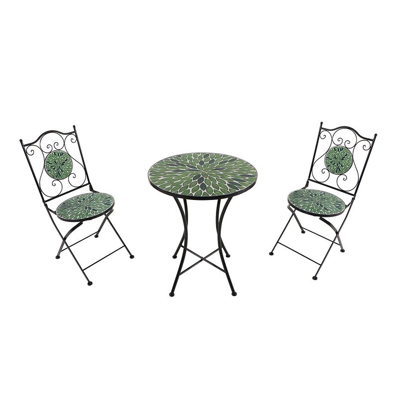 Foto van Axi amélie 3-delige mozaïek bistroset grijs/bruin bistro set met tafel & 2 stoelen