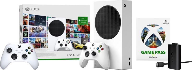 Foto van Xbox series s + 3 maanden game pass ultimate bundel + controller wit + play & charge kit