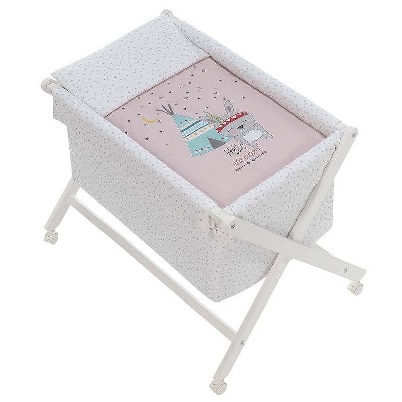 Foto van Interbaby wieg little indian 90 x 55 cm hout roze/wit