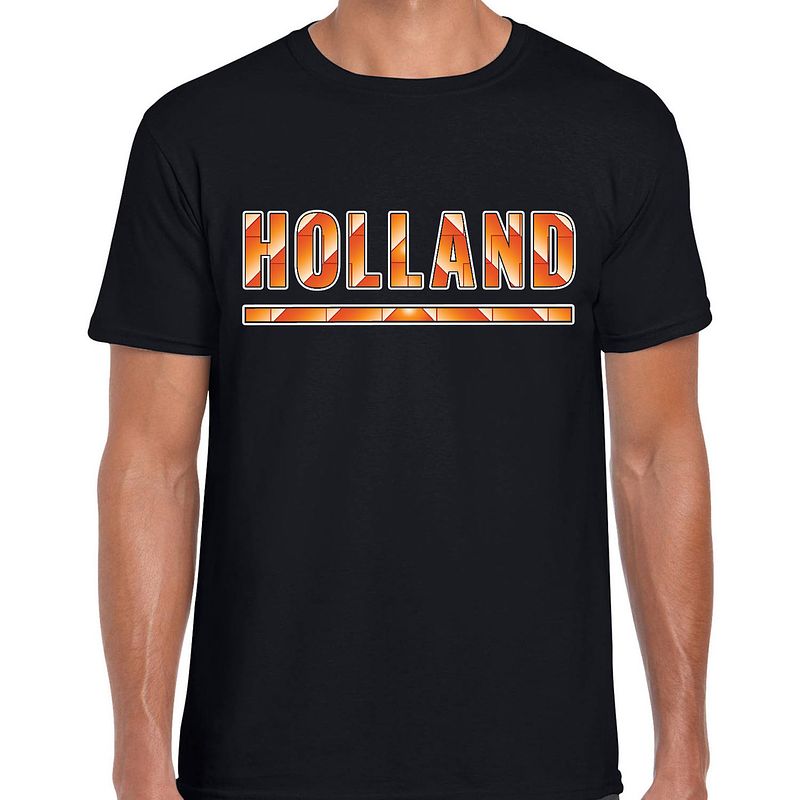 Foto van Holland / nederlands elftal supporter t-shirt zwart voor heren xl - feestshirts