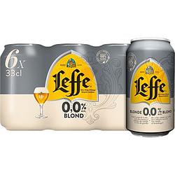 Foto van 1+1 gratis | leffe belgisch abdijbier blond 0,0% blikken 6 x 330ml aanbieding bij jumbo