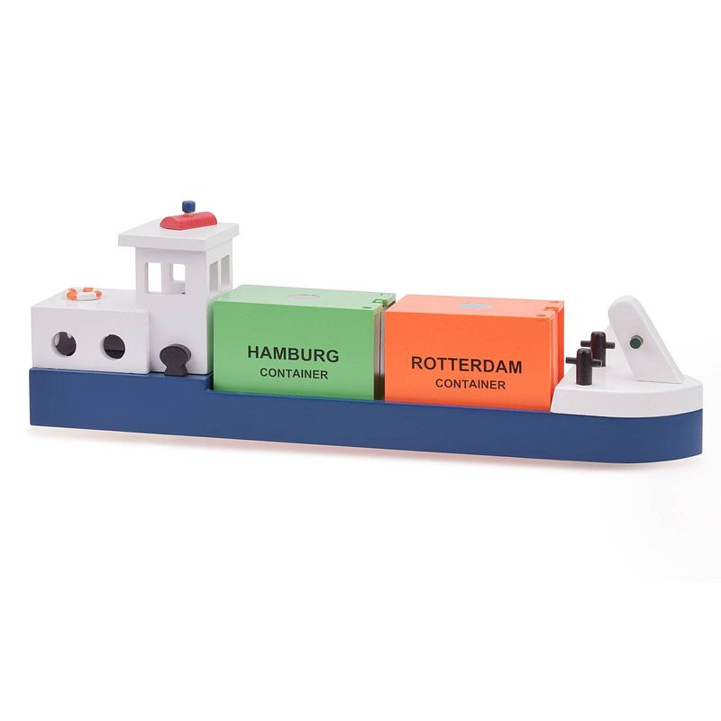 Foto van New classic toys rijnaak havenlijn 49,5 cm hout blauw 3-delig