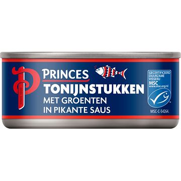 Foto van Princes tonijnstukken met groenten in pikante saus 160g bij jumbo