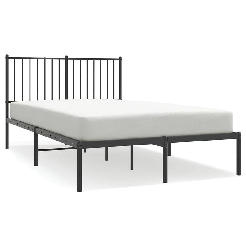 Foto van The living store bedframe klassiek - metalen - 196x125x90.5 cm - robuust - zwart