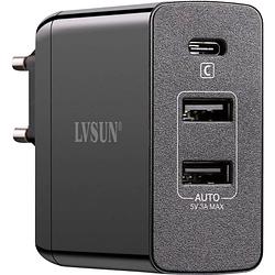 Foto van Lvsun travel ls-qw45-pd usb-oplader thuis uitgangsstroom (max.) 6000 ma 3 x usb, usb-c bus usb power delivery (usb-pd)