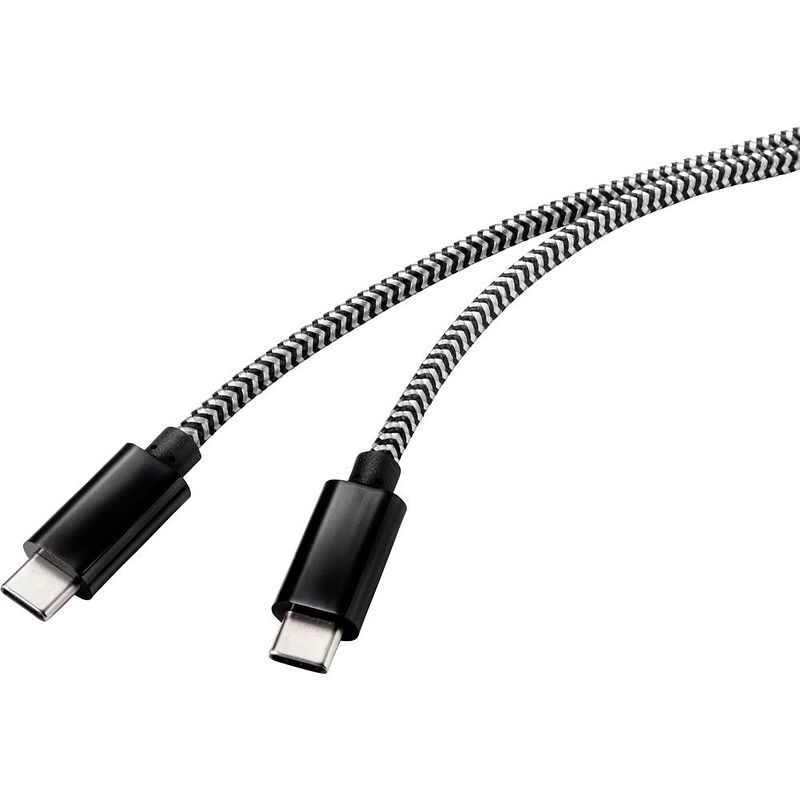 Foto van Renkforce usb-kabel usb 2.0 usb-c® stekker, usb-c® stekker 2.00 m zwart/wit rf-4598414