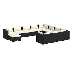 Foto van Vidaxl 11-delige loungeset met kussens poly rattan zwart