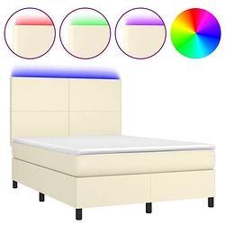 Foto van The living store bed crème kunstleer - pocketvering 140x200 - led