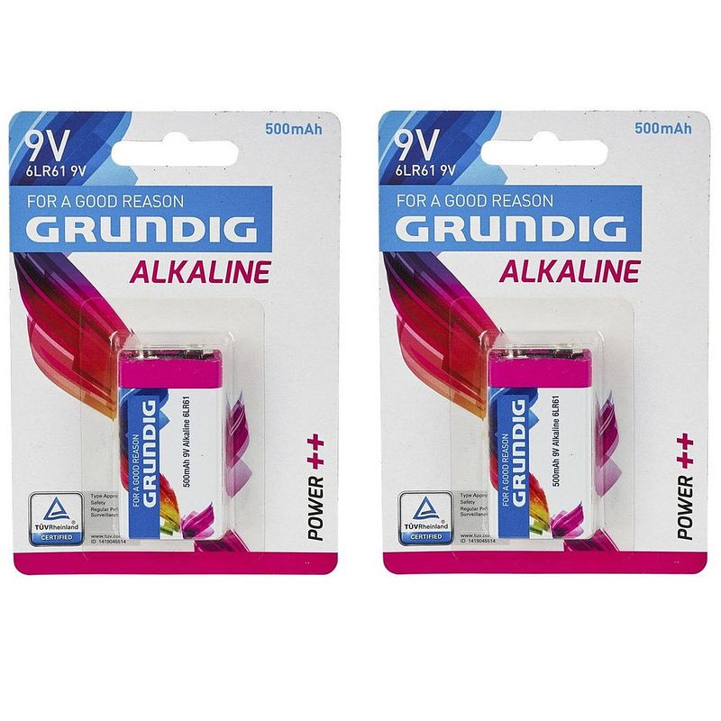 Foto van 2x stuks grundig v9 plus batterij alkaline lr61 9 v - batterij 9v blok