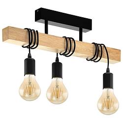 Foto van Eglo plafondlamp townshend 3 lampen hout zwart en beige
