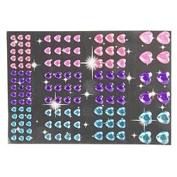 Foto van Hartjes diamant strass stickertjes roze, paars en blauw 120 stuk - stickers