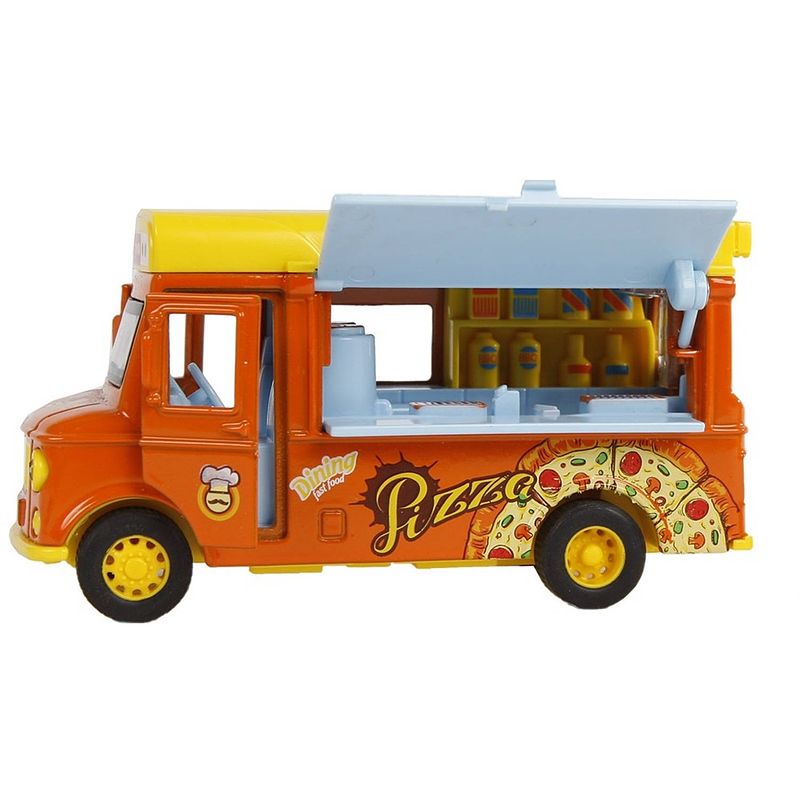 Foto van Toys amsterdam foodtruck pizza junior 11 cm oranje/geel 2-delig