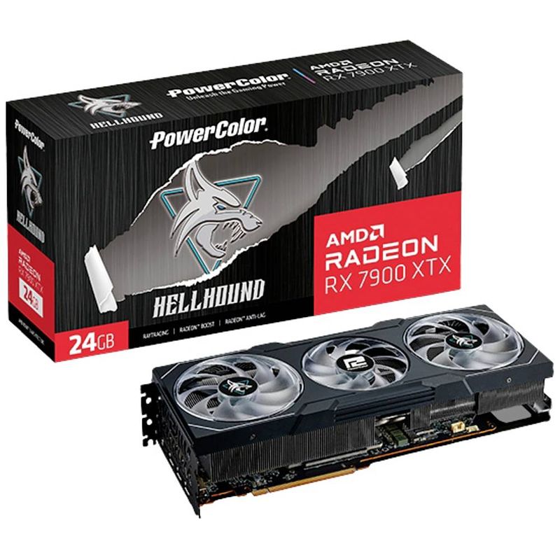 Foto van Powercolor videokaart amd radeon rx 7900 xtx hellhound 24 gb gddr6-sdram pcie hdmi, displayport overclocked