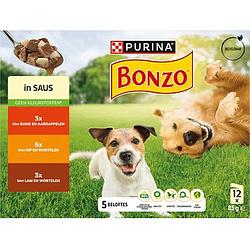 Foto van Bonzo pouch in saus lam en wortels 12x85g bij jumbo