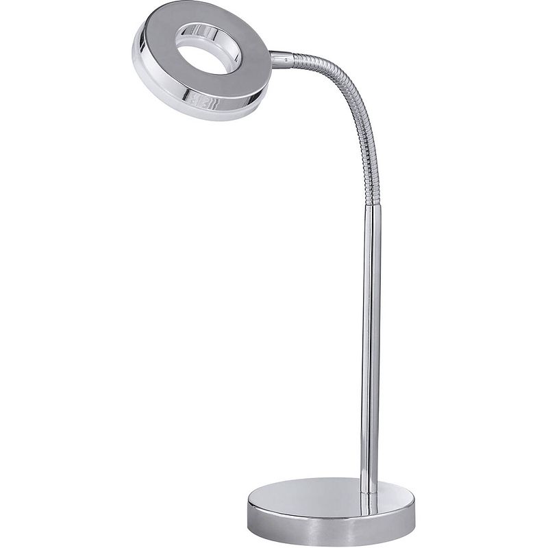 Foto van Led bureaulamp - tafelverlichting - trion renny - 4w - warm wit 3000k - rond - glans chroom - aluminium