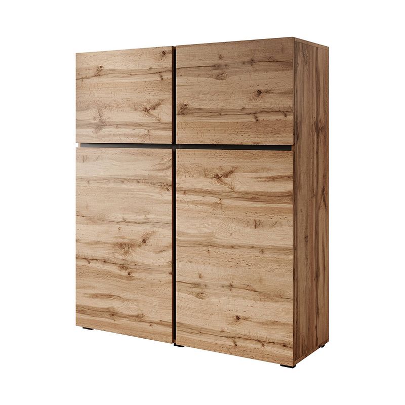 Foto van Meubella dressoir cainan - eiken - zwart - 119 cm - hoog