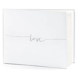 Foto van Gastenboek/receptieboek love - bruiloft - wit/zilver - 24 x 18,5 cm - gastenboeken