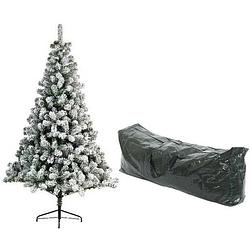 Foto van Kunst kerstboom imperial pine besneeuwd met opbergzak - 770 tips - 210 cm groen - kunstkerstbomen en opbergzakken