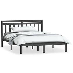 Foto van The living store bedframe - grenenhout - king size - grijs - 205.5 x 156 x 100 cm